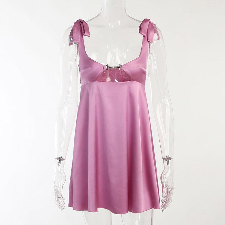 Averil Satin Chain Cut Out Dress - Bella Chix Co