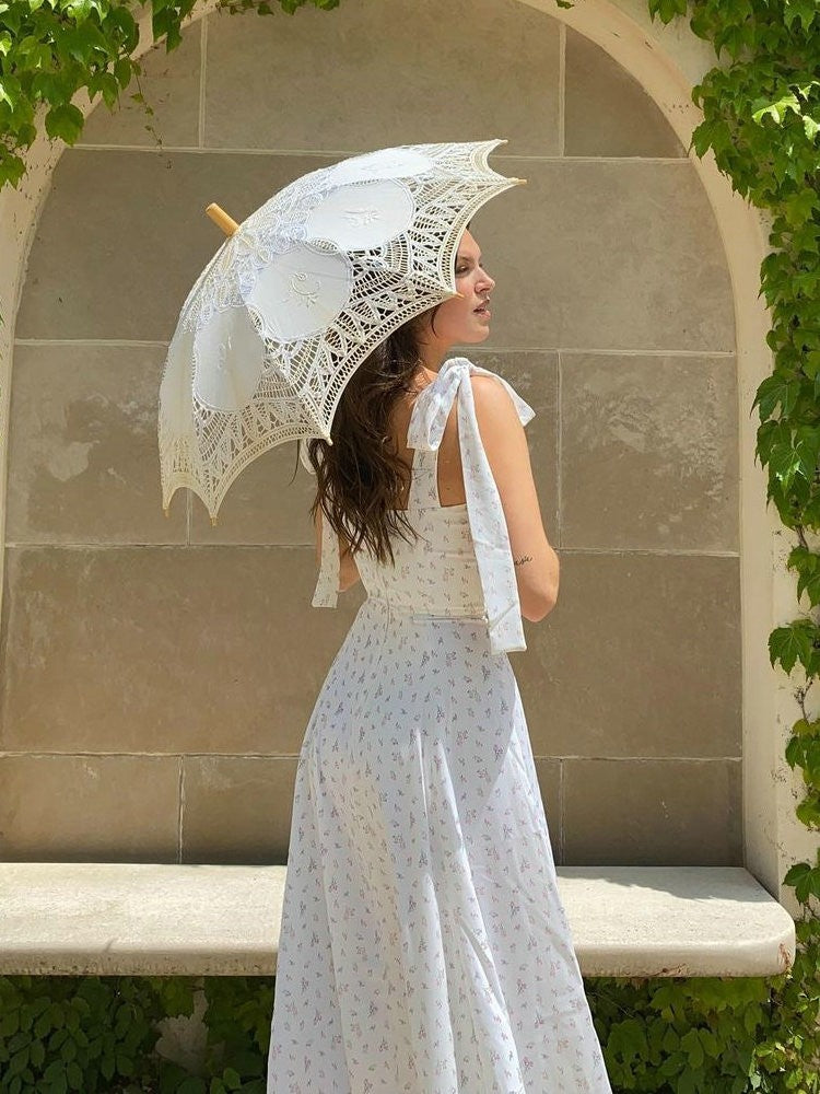 Clarissa Floral Print Knot Straps Dress