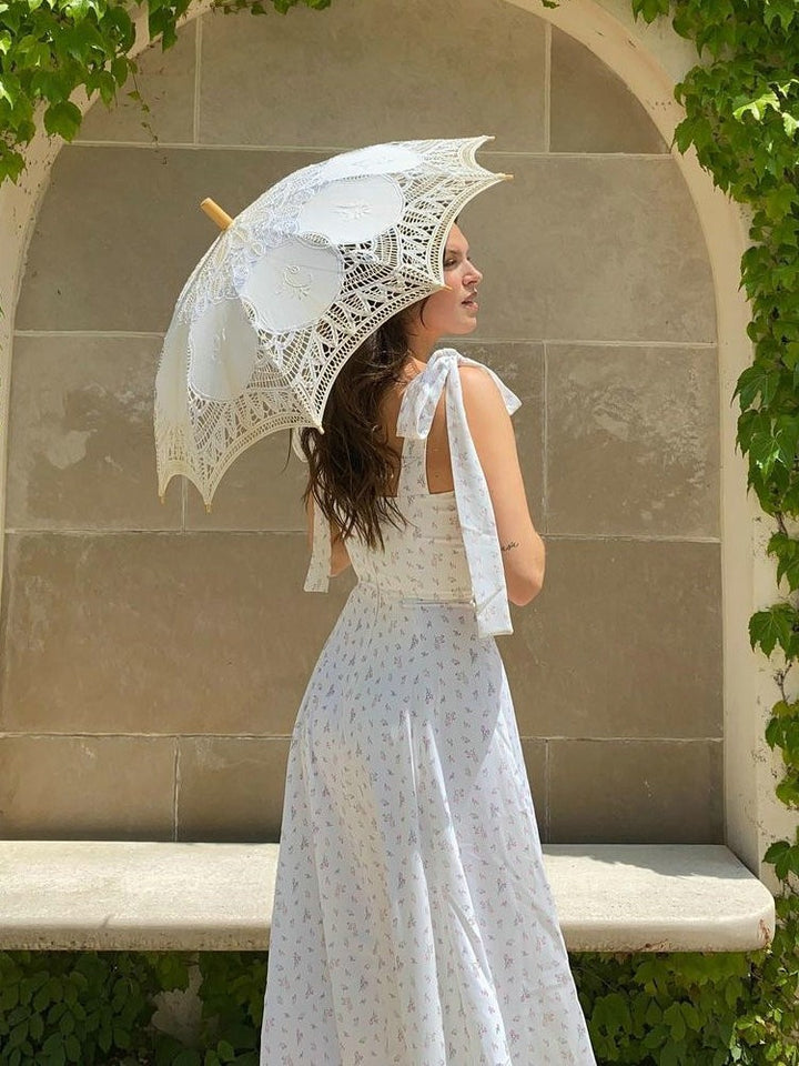 Clarissa Floral Print Knot Straps Dress