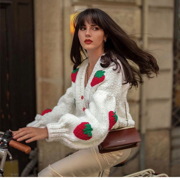 Strawberry Knitted Cardigan