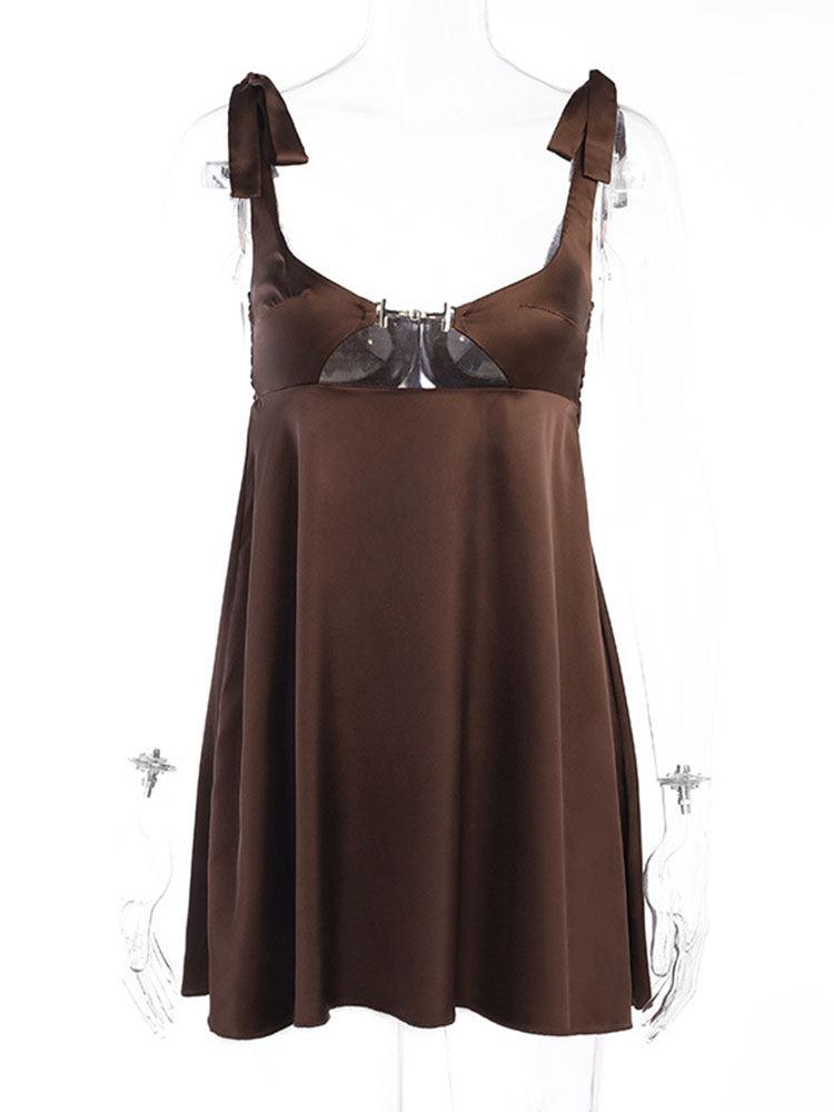 Averil Satin Chain Cut Out Dress - Bella Chix Co
