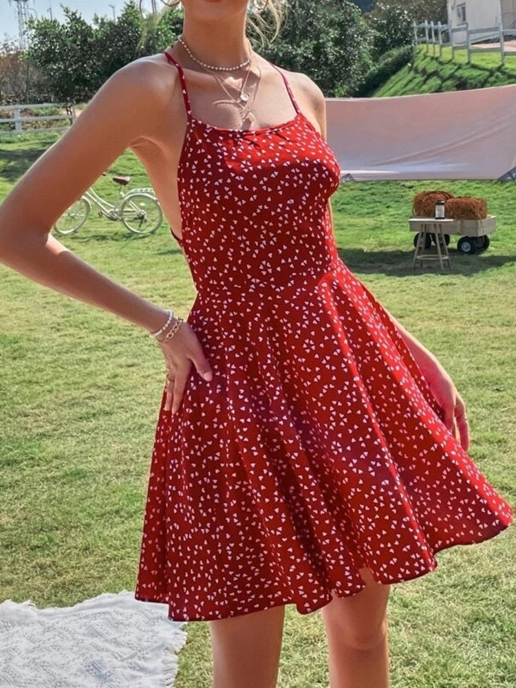 Confetti Crisscross Floral Backless Dress