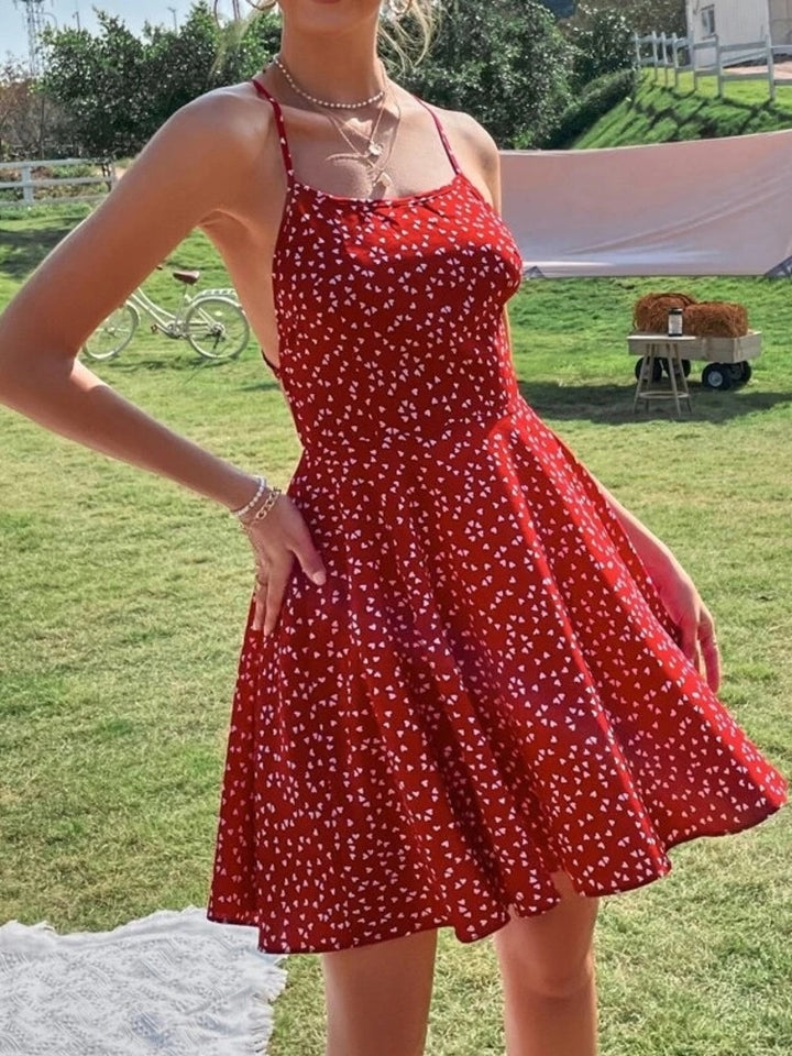 Confetti Crisscross Floral Backless Dress