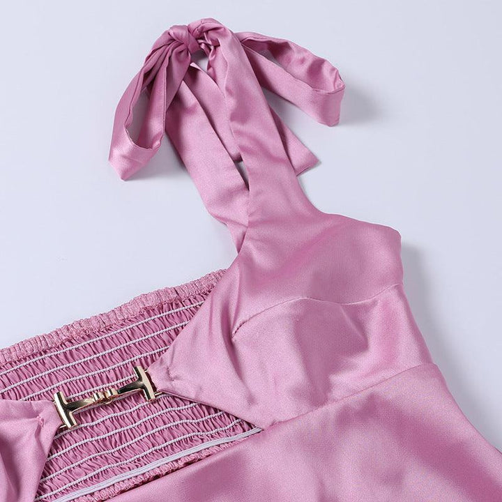 Averil Satin Chain Cut Out Dress - Bella Chix Co