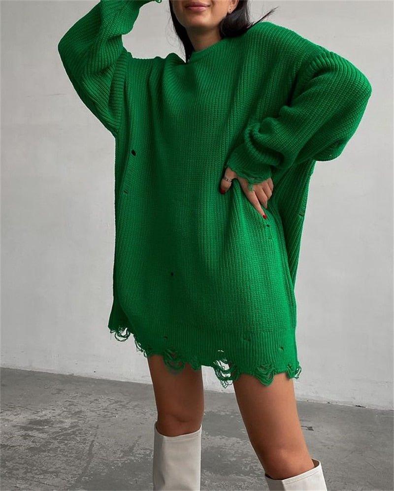 Fuzzy Torn Knitted Sweater Dress Bella Chix Co Fuzzy Torn Knitted Sweater Dress Bella Chix Co