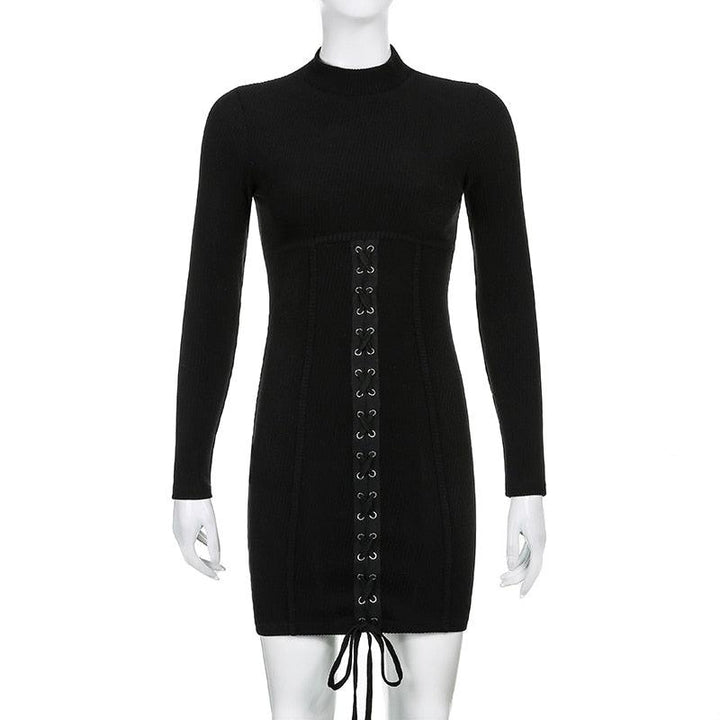 Ive Black Tie Up Dress - Bella Chix Co