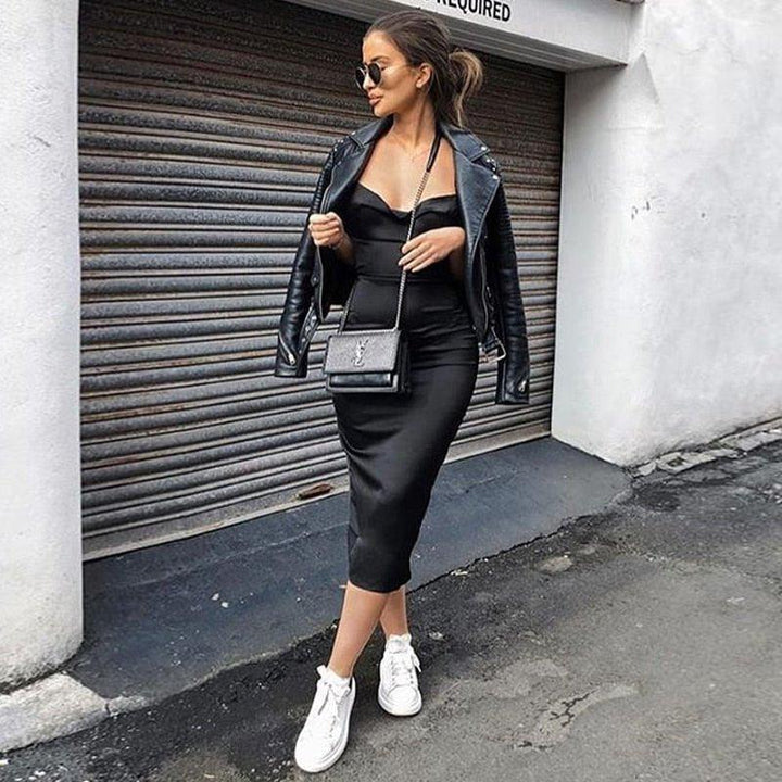 Matilda Satin lace up Dress - Bella Chix Co