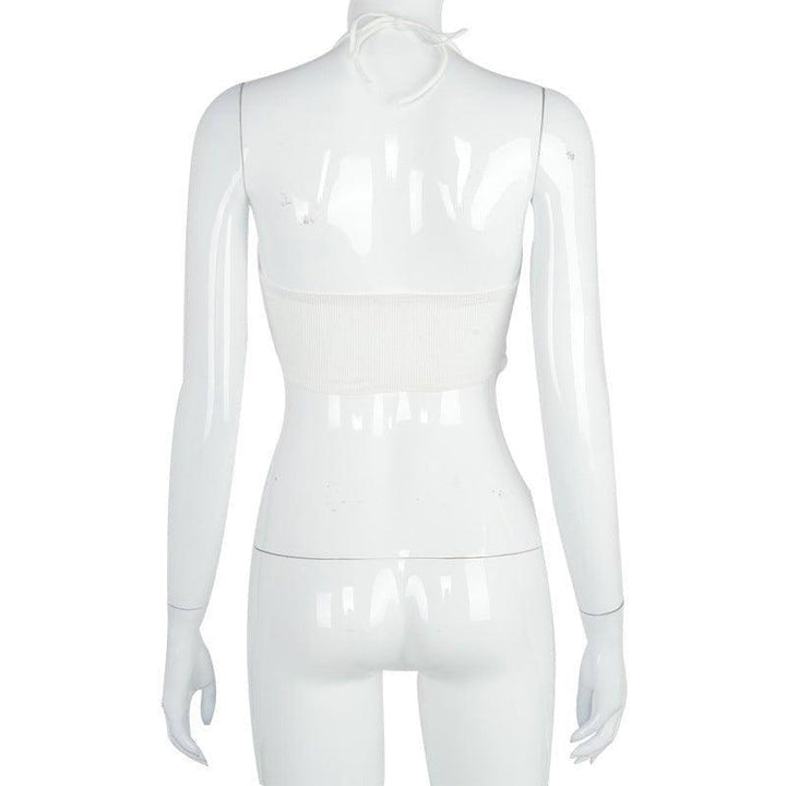 The "V" Halter Crop Top - Bella Chix Co