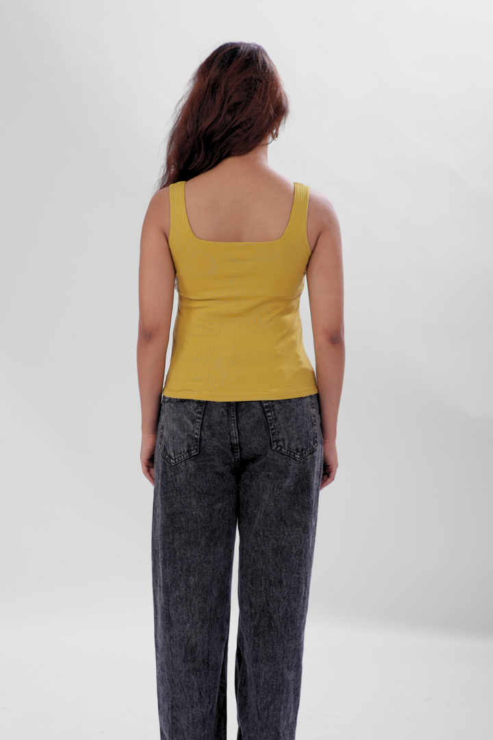The 'Unhooked' Inbuilt Bra Top - Mustard Yellow
