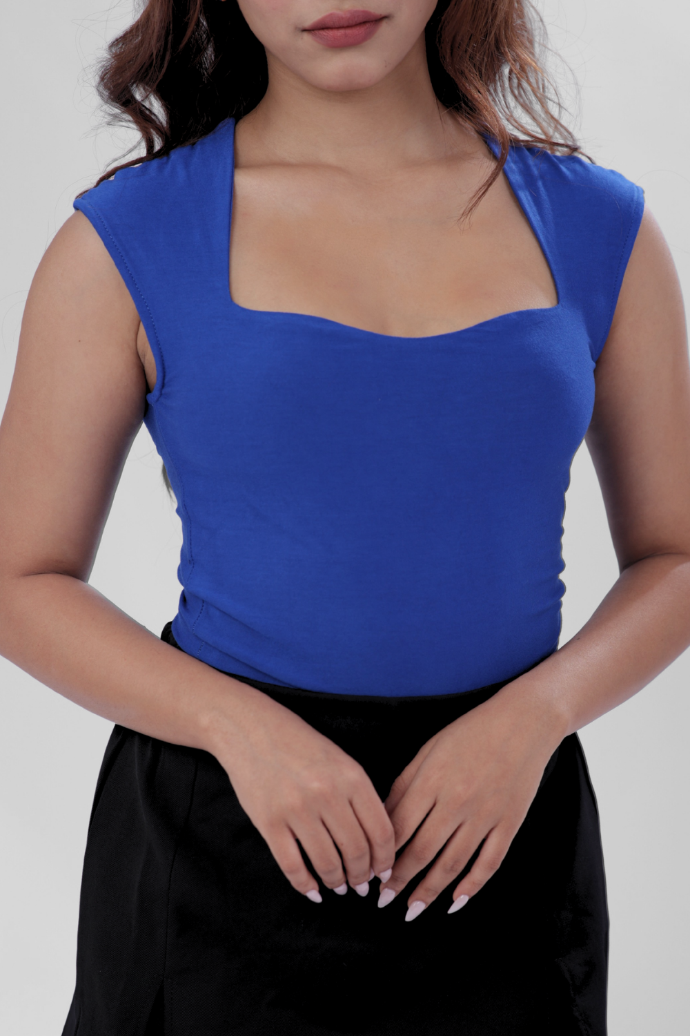 Sia Sweetheart Neckline Top - Ink Blue