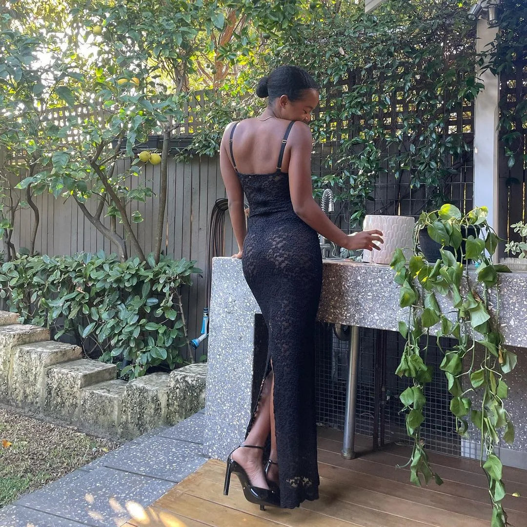 Carolyn Lace Up Maxi Dress