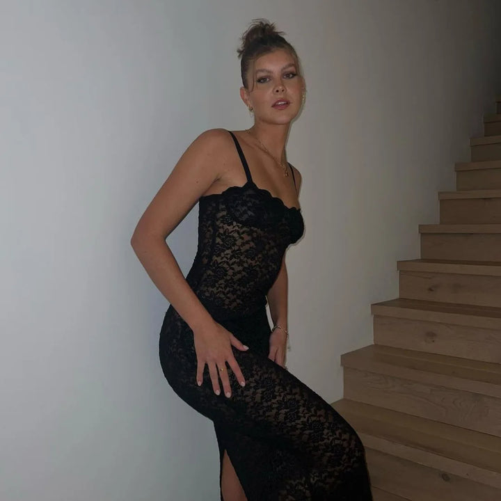 Carolyn Lace Up Maxi Dress