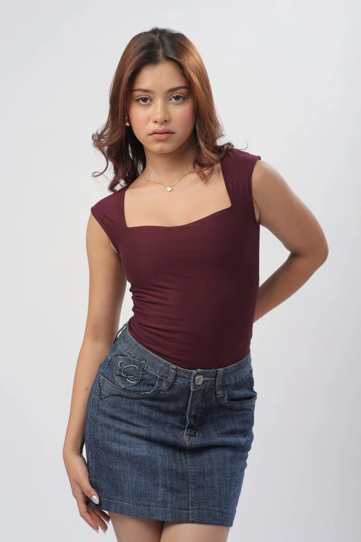 Sia Sweetheart Neckline Top - Plum