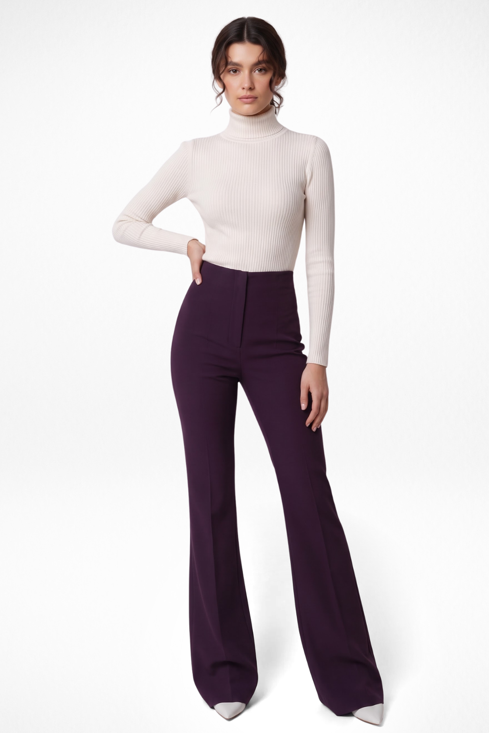Ivy Sculpted High Waist Bootcut Trousers - Cherry Cola