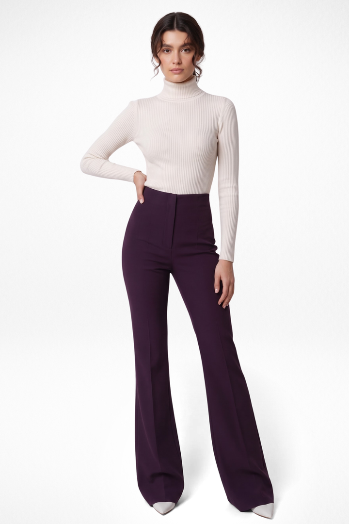 Ivy Sculpted High Waist Bootcut Trousers - Cherry Cola