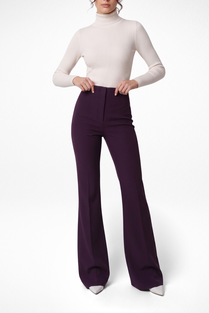 Ivy Sculpted High Waist Bootcut Trousers - Cherry Cola