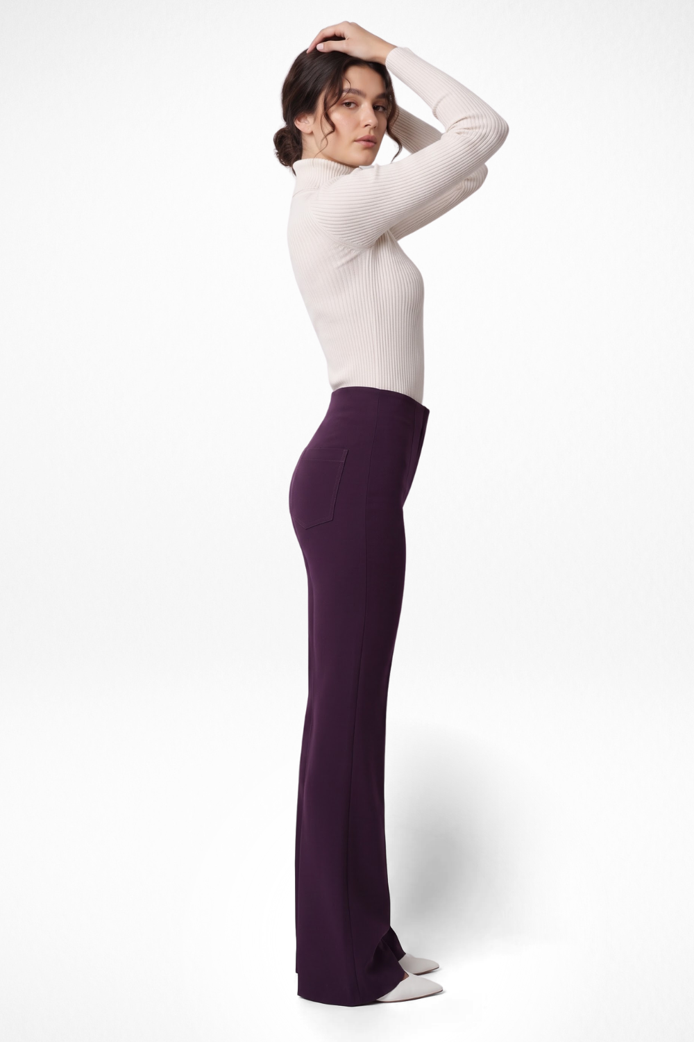 Ivy Sculpted High Waist Bootcut Trousers - Cherry Cola