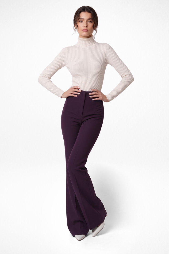 Ivy Sculpted High Waist Bootcut Trousers - Cherry Cola