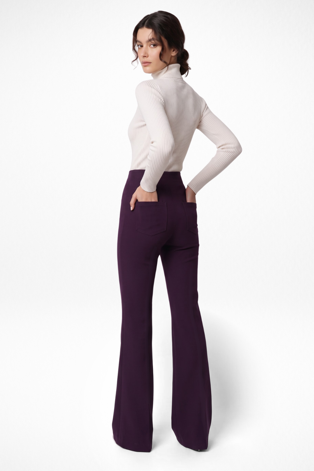 Ivy Sculpted High Waist Bootcut Trousers - Cherry Cola