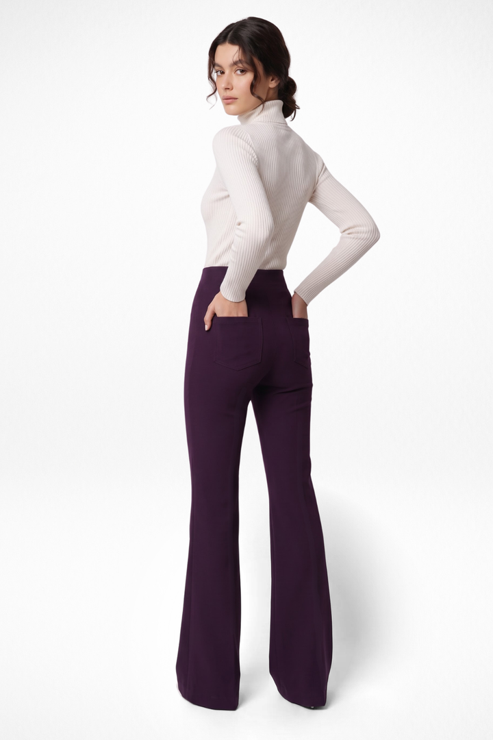 Ivy Sculpted High Waist Bootcut Trousers - Cherry Cola