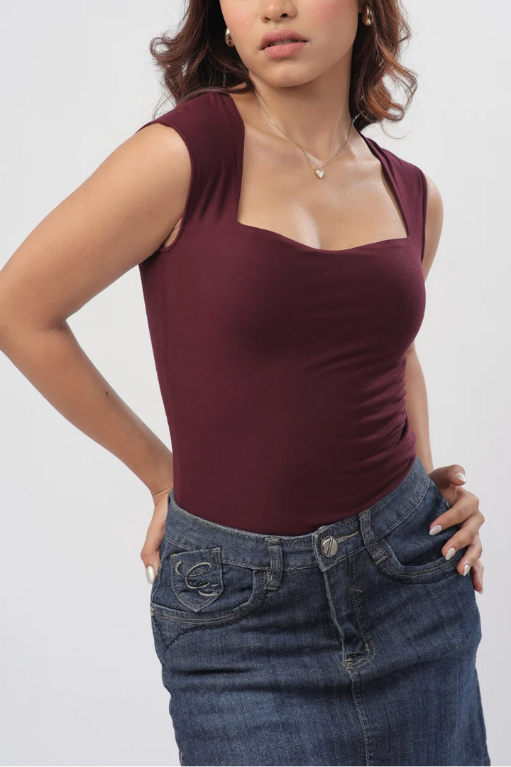 Sia Sweetheart Neckline Top - Plum