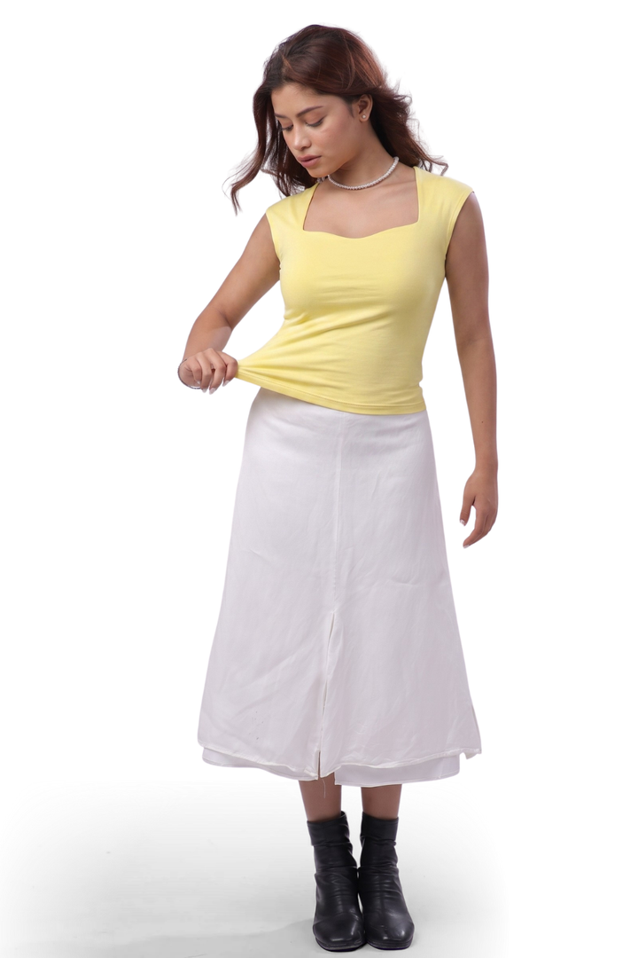 Sia Sweetheart Neckline Top - Butter Yellow