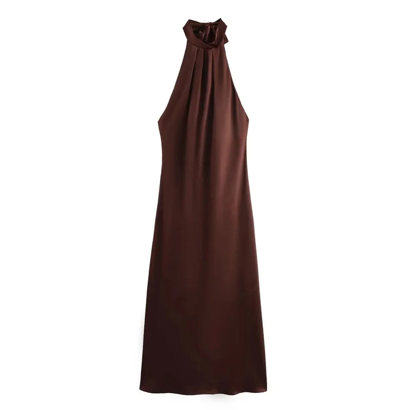 Holly Satin Halter Neck Dress Bella Chix Co Holly Satin Halter Neck Dress Bella Chix Co