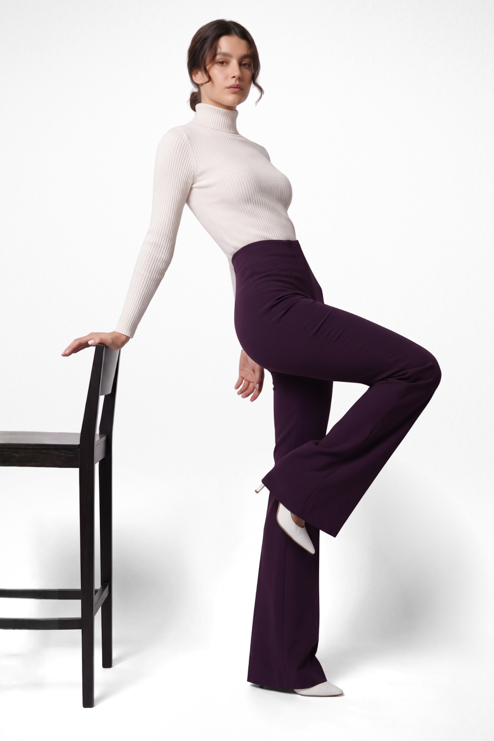 Ivy Sculpted High Waist Bootcut Trousers - Cherry Cola