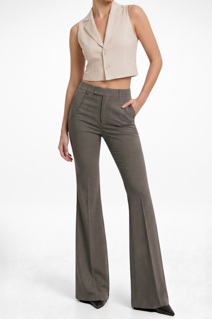 Forge Formal Bootcut Trousers - Stone Brown