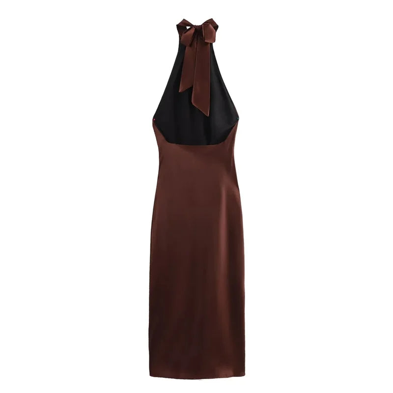 Holly Satin Halter Neck Dress Bella Chix Co Holly Satin Halter Neck Dress Bella Chix Co