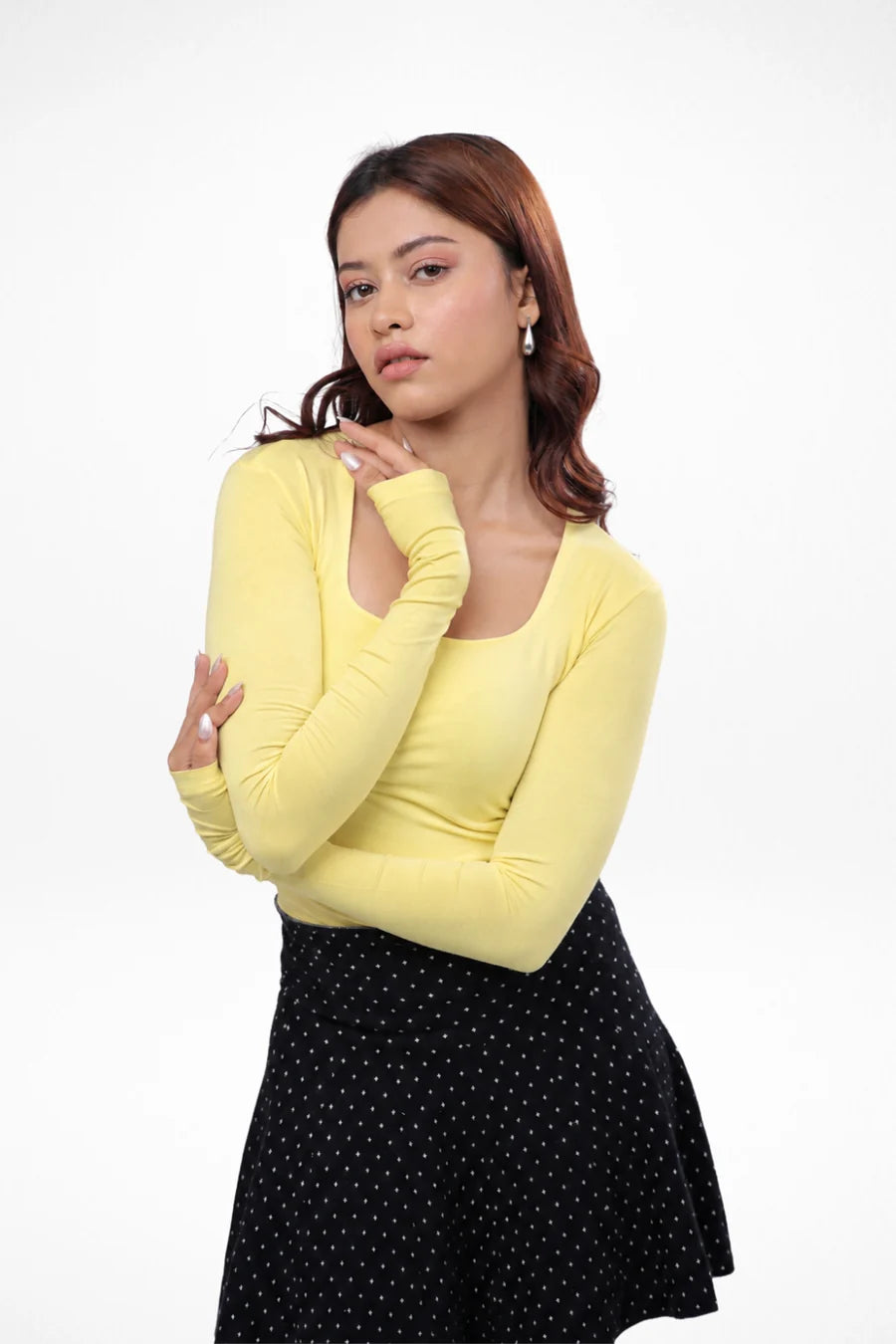 Cozee Square Neck Full Sleeves Top - Butter Yellow