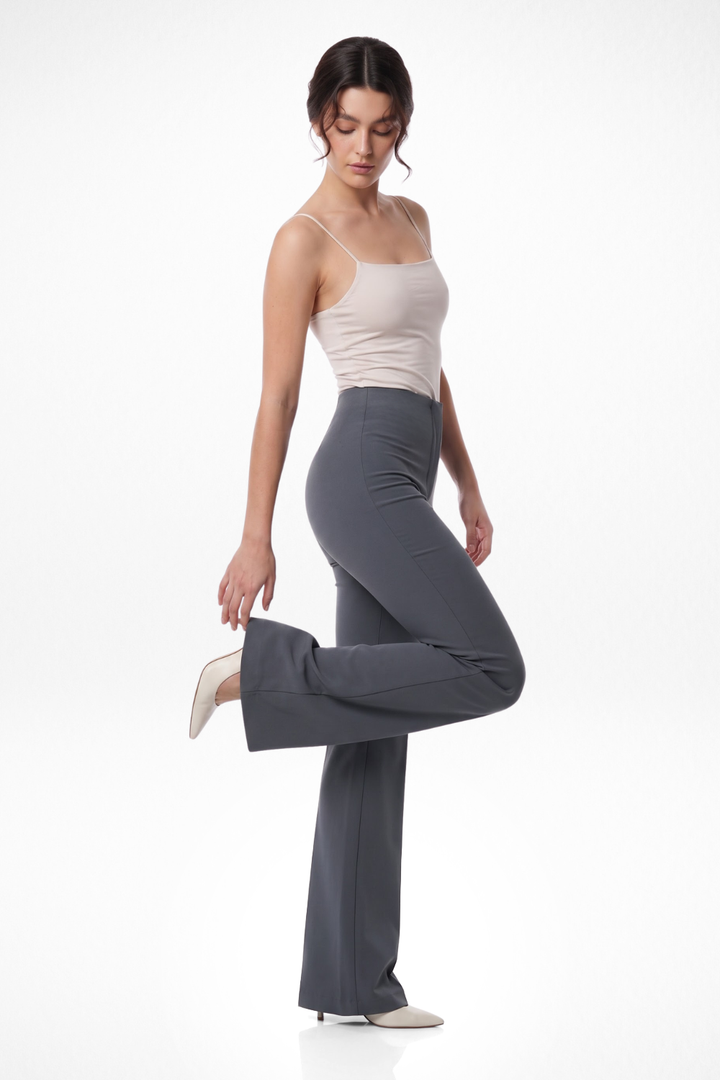 Ivy Sculpted High Waist Bootcut Trousers - Corporate Grey