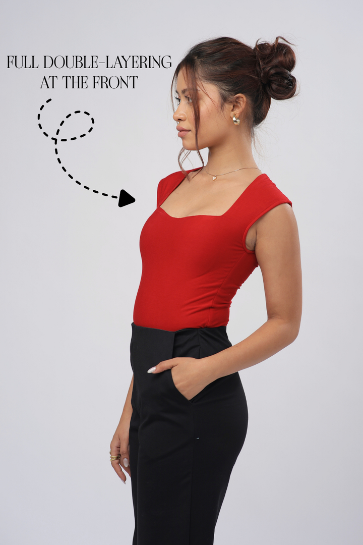 Sia Sweetheart Neckline Top - Ruby Red