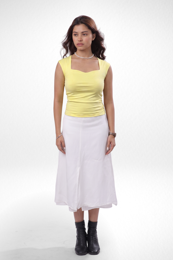 Sia Sweetheart Neckline Top - Butter Yellow