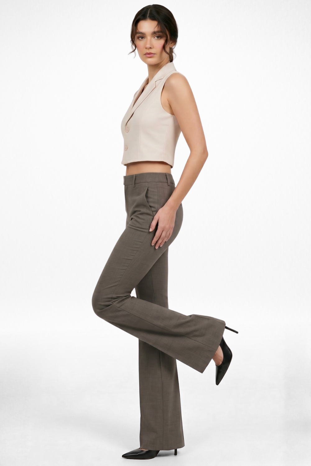 Forge Formal Bootcut Trousers - Stone Brown