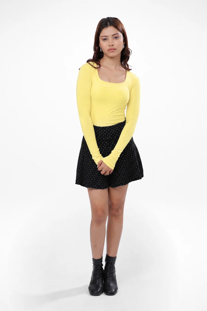 Cozee Square Neck Full Sleeves Top - Butter Yellow
