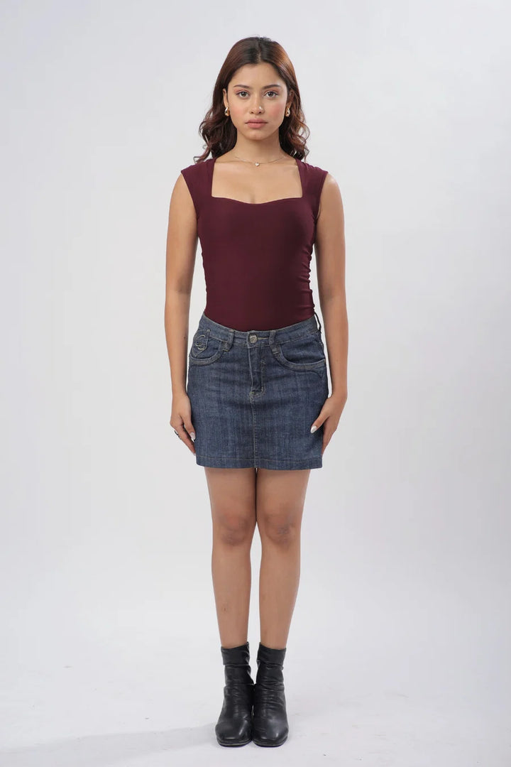 Sia Sweetheart Neckline Top - Plum