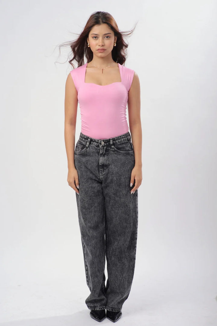Sia Sweetheart Neckline Top - Baby Pink