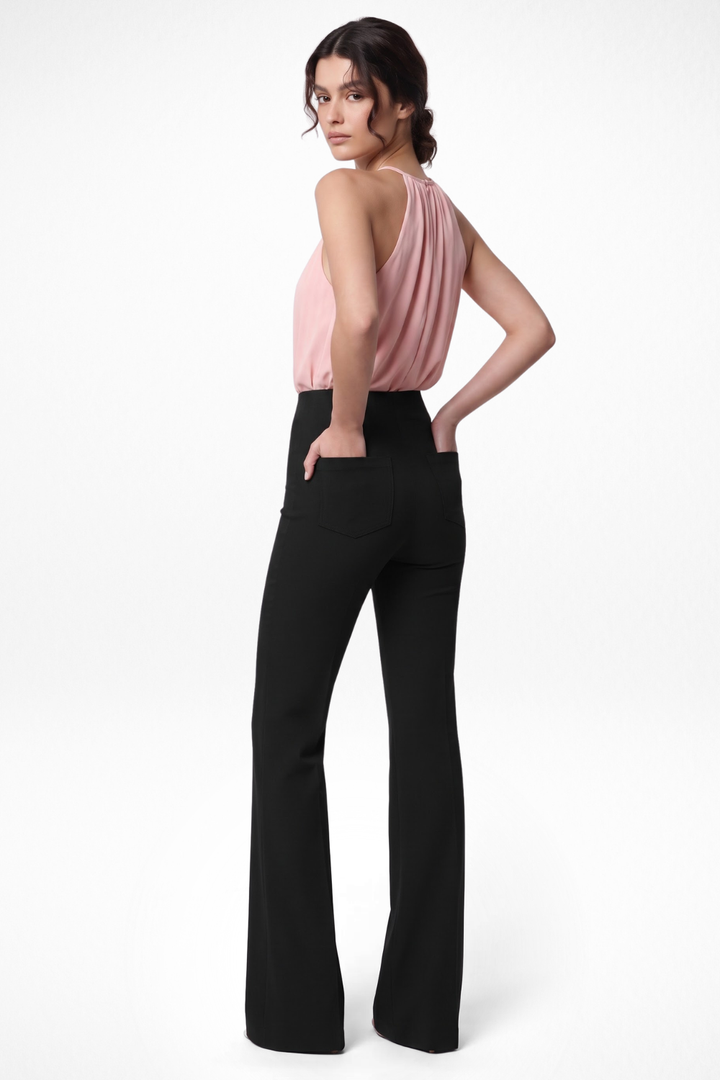 Ivy Sculpted High Waist Bootcut Trousers - Black