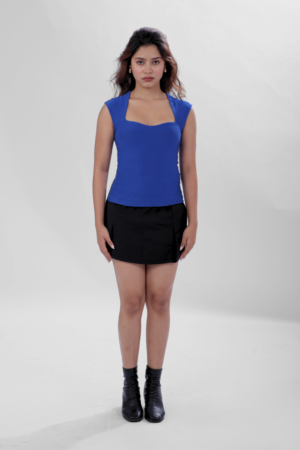 Sia Sweetheart Neckline Top - Ink Blue