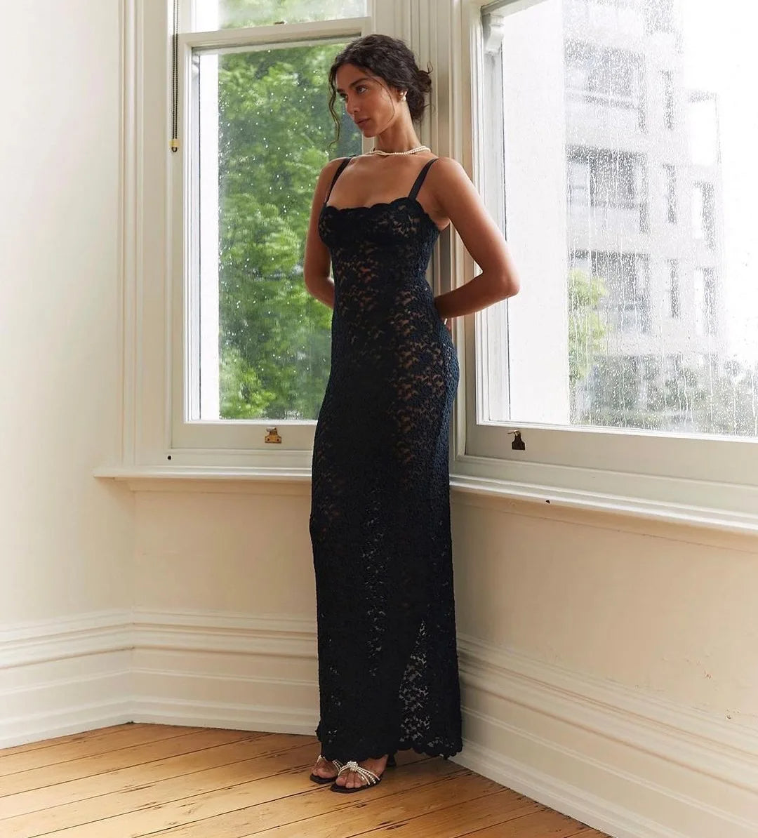 Carolyn Lace Up Maxi Dress