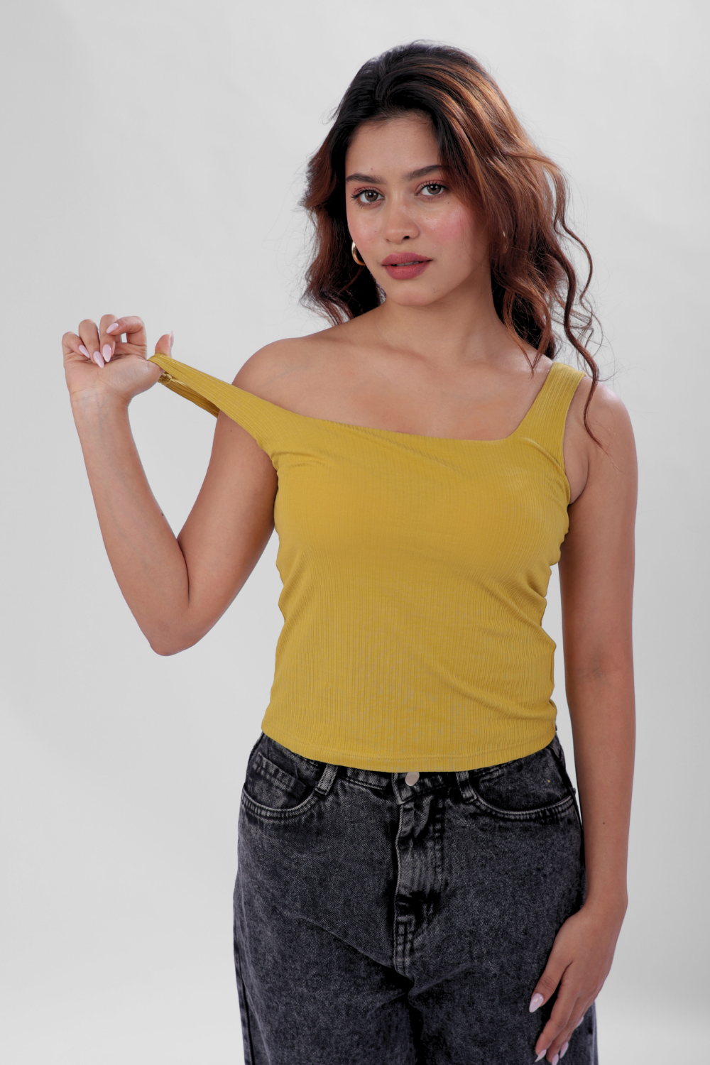 The 'Unhooked' Inbuilt Bra Top - Mustard Yellow