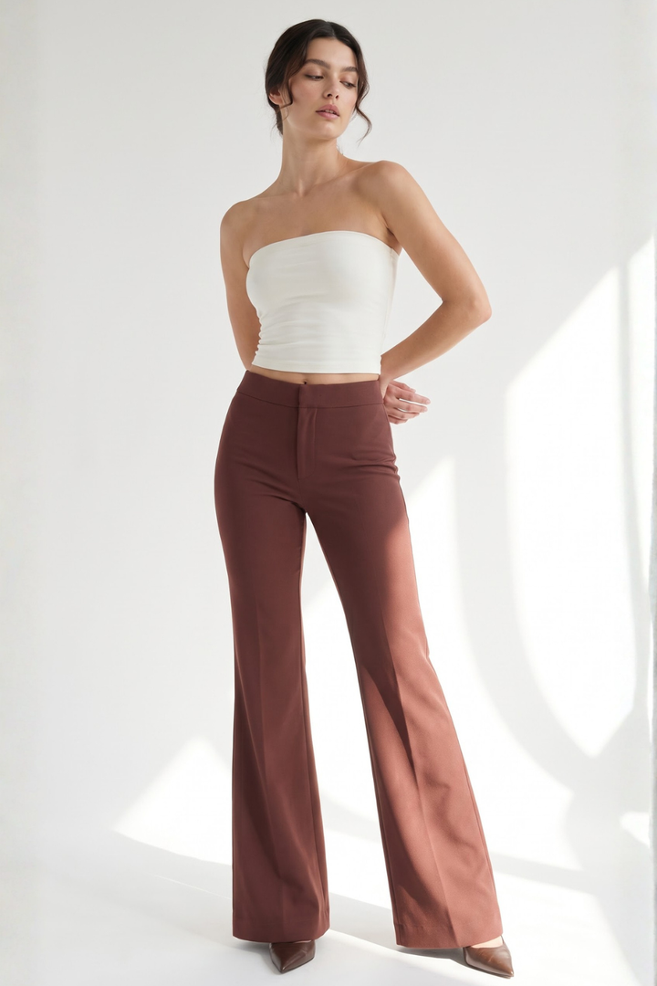 Swiss Sculpt Stretchable BootCut Flare Pants - Maroon