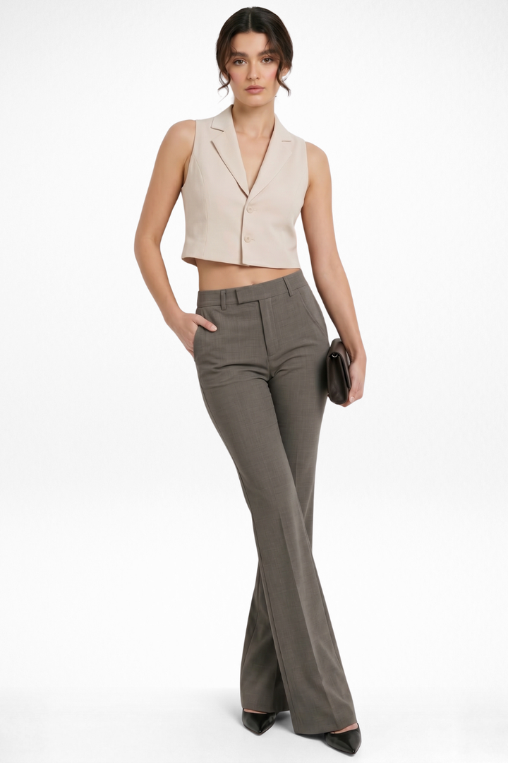 Forge Formal Bootcut Trousers - Stone Brown