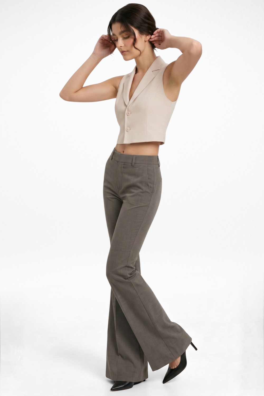 Forge Formal Bootcut Trousers - Stone Brown
