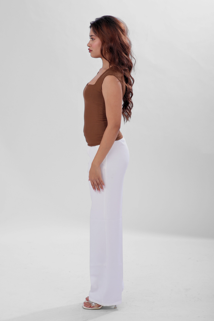 Sia Sweetheart Neckline Top - Mocha Brown