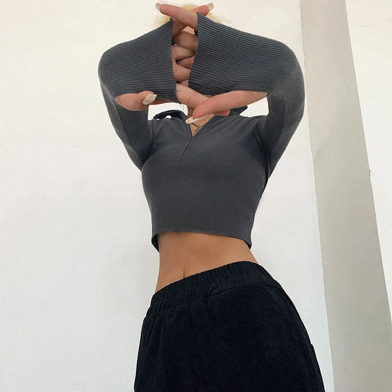 Sylvia's Sleek Turtleneck Crop Top