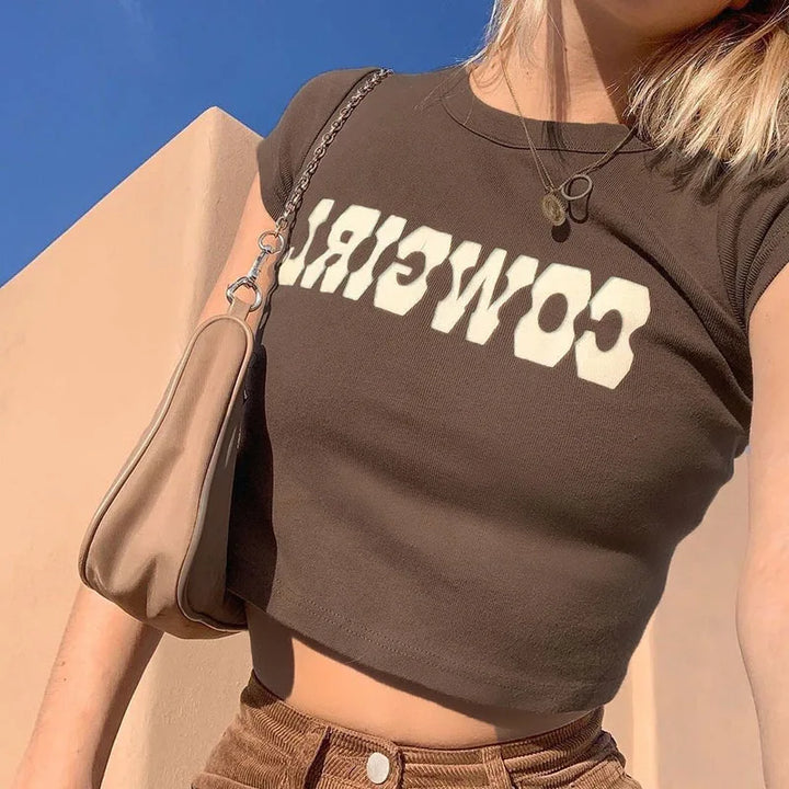 Cowgirl O Neck Crop Top