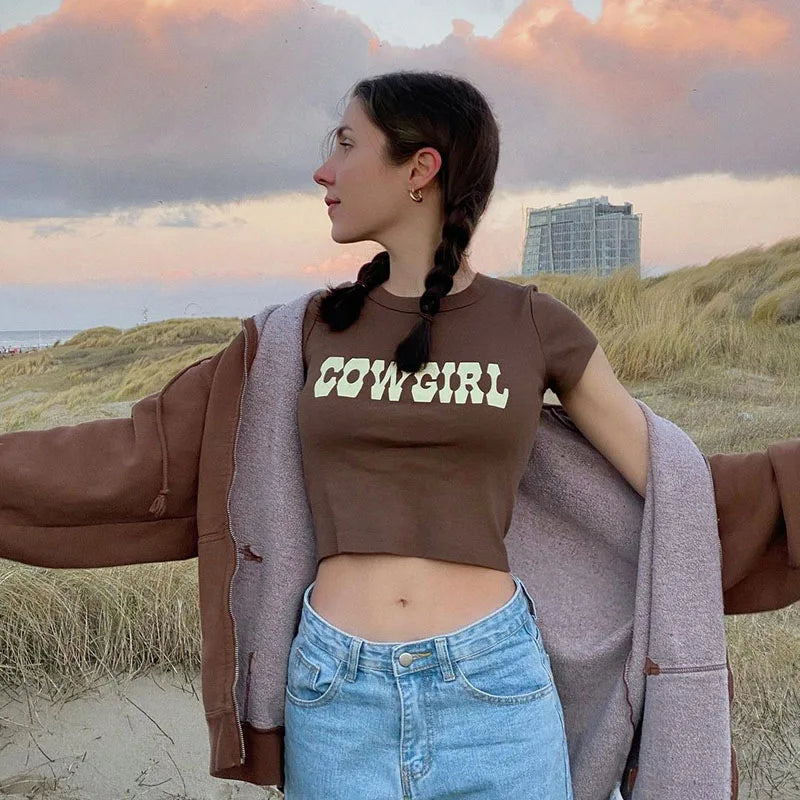 Cowgirl O Neck Crop Top