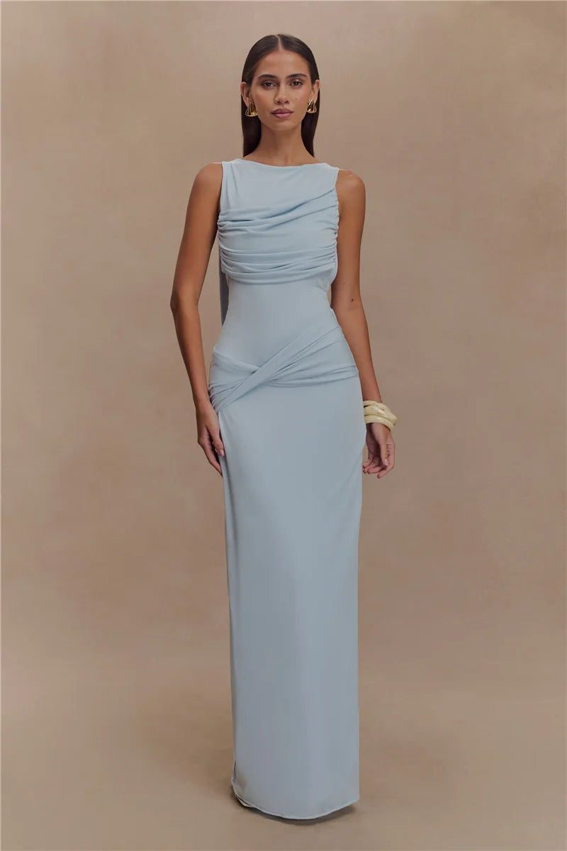 Jennifer Backless Ruched Maxi Dress